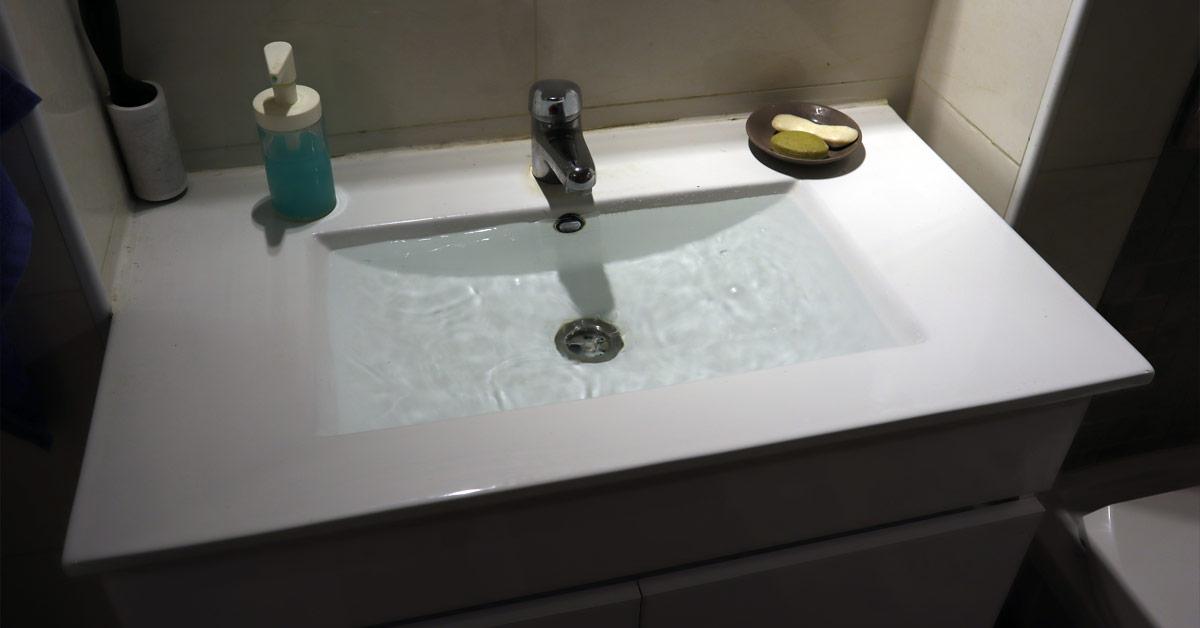 Overflowing bathroom sink