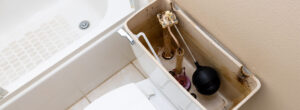 Top view of toilet reservoir.