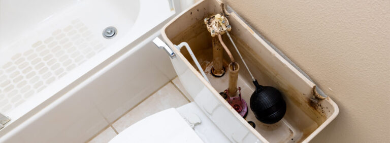 Top view of toilet reservoir.
