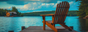 Muskoka chair on a dock.