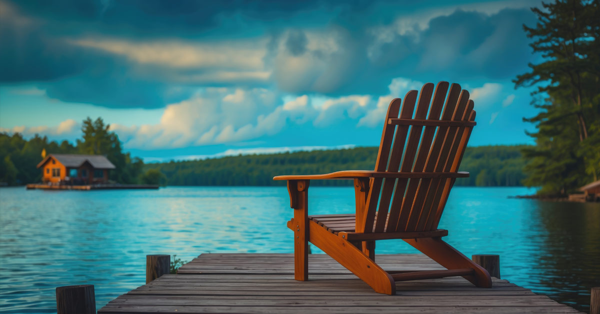 Muskoka chair on a dock.